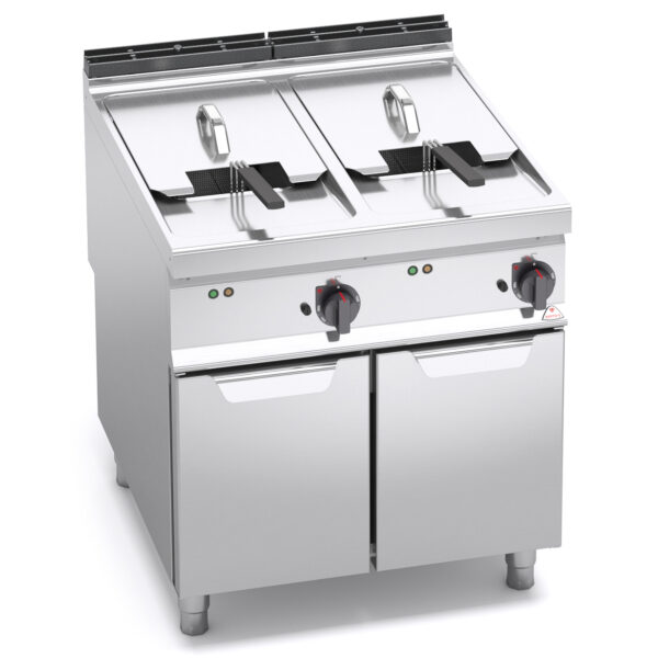 BERTOS (ITALY) - 22+22 L ELECTRIC FRYER ON CABINET