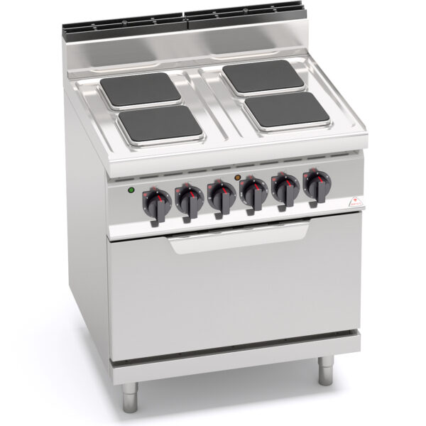 BERTOS (ITALY) - 4 SQUARE PLATE ELECTRIC STOVE WITH 2/1 ELECTRIC OVEN