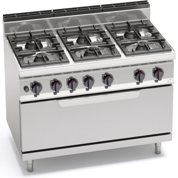 BERTOS (ITALY) - MACROS 700 - 6-BURNER STOVE WITH LARGE GAS OVEN